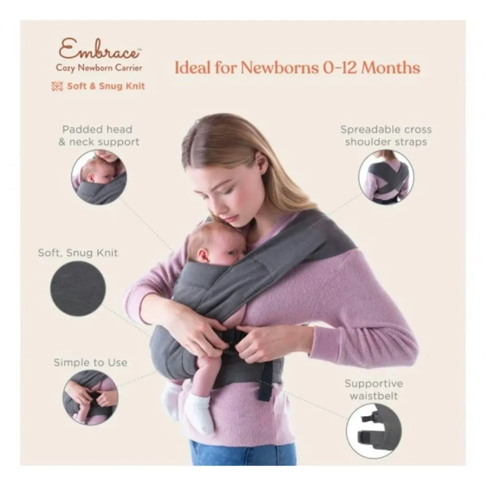 Ergobaby Embrace Cozy Newborn Baby Carrier | Heather Grey