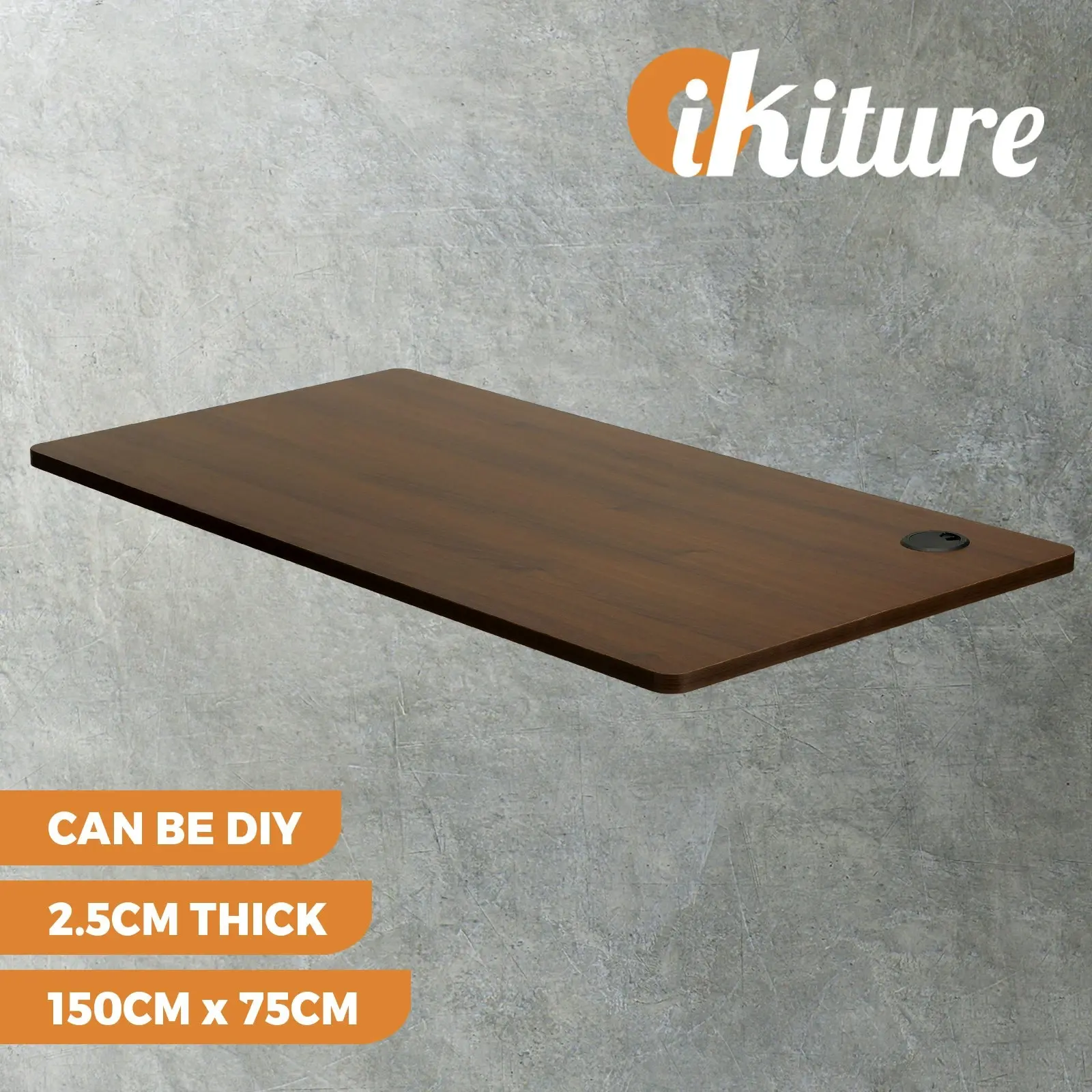 Oikiture 150cm Desk Top Electric Desk Board Computer Table Walnut