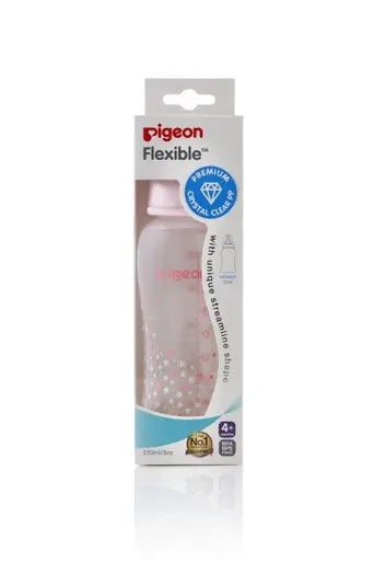 PIGEON Flexible Bottle CRYSTAL PP Pink Star 250ml