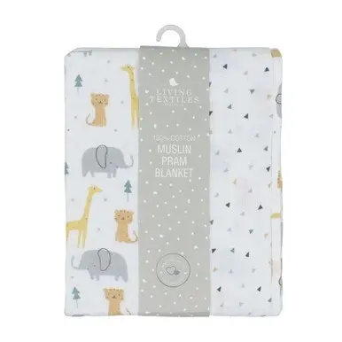 3 Ply Muslin Pram Blanket Animal Parade