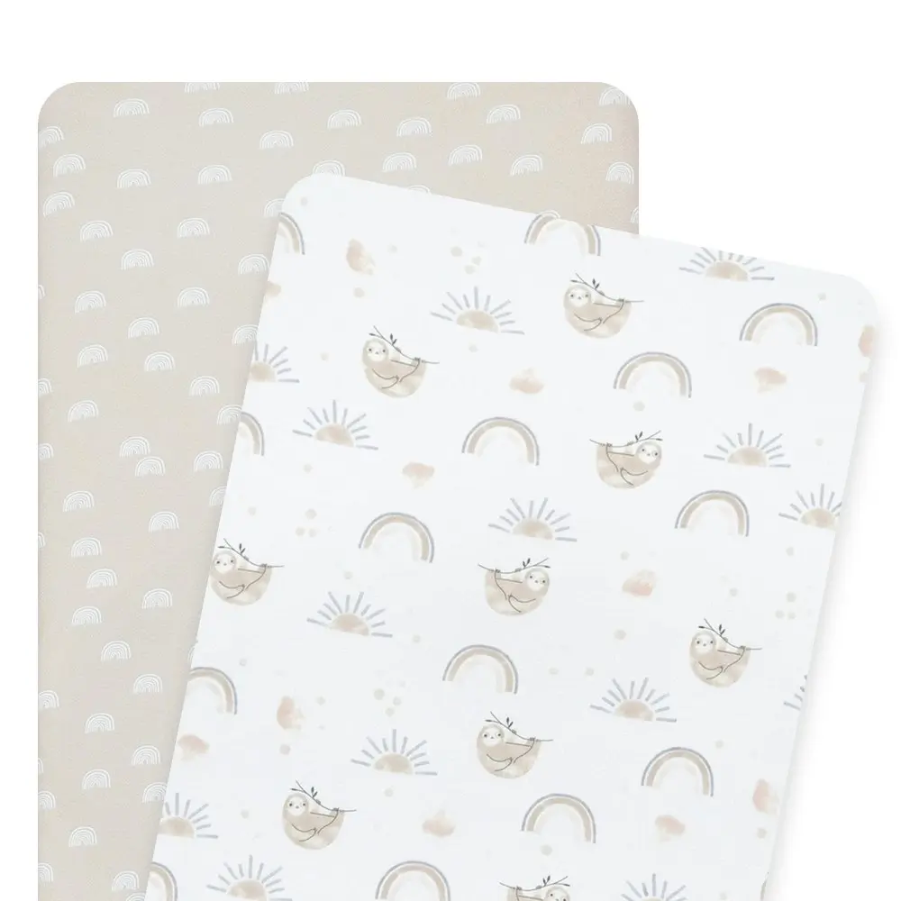 Living Textiles Happy Sloth 2Pk Bassinet Sheet Set