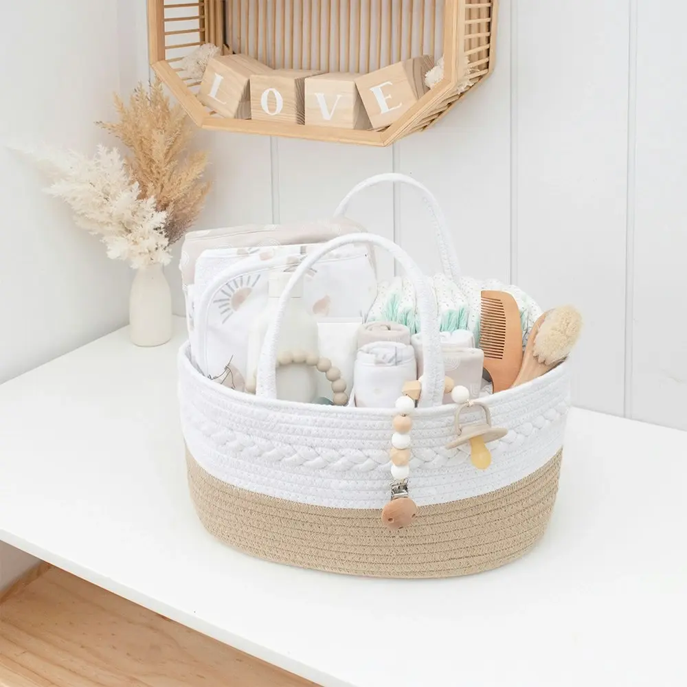 Living Textiles Cotton Rope Nappy Caddy Natural