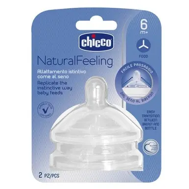 Chicco Teat: Natural Feeling - 6M+ Food Flow 2 Pack