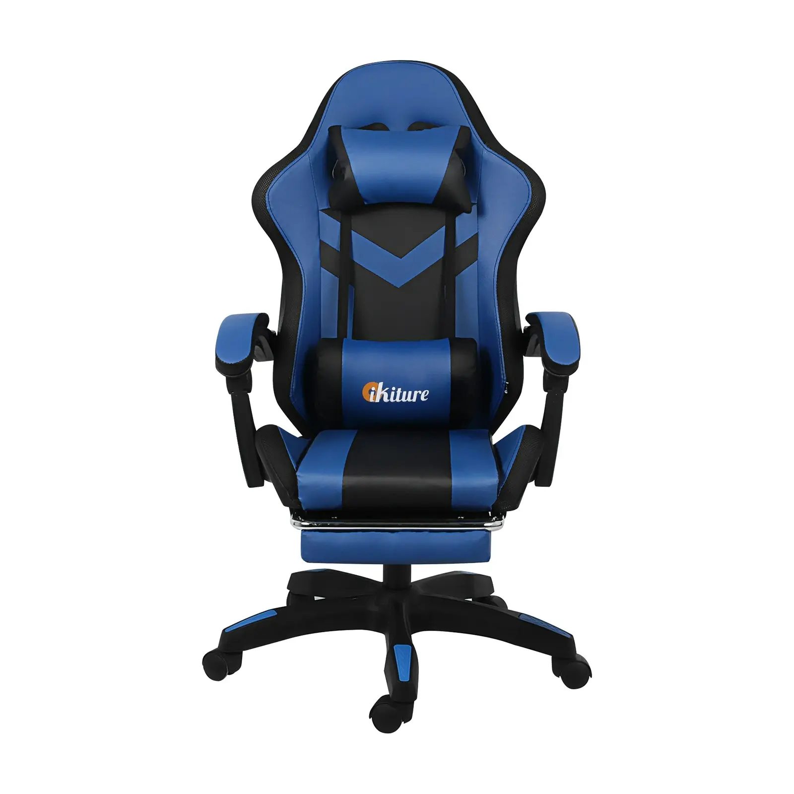 Oikiture Gaming Chair 7 RGB LED Massage Racing Recliner Office Computer Footrest