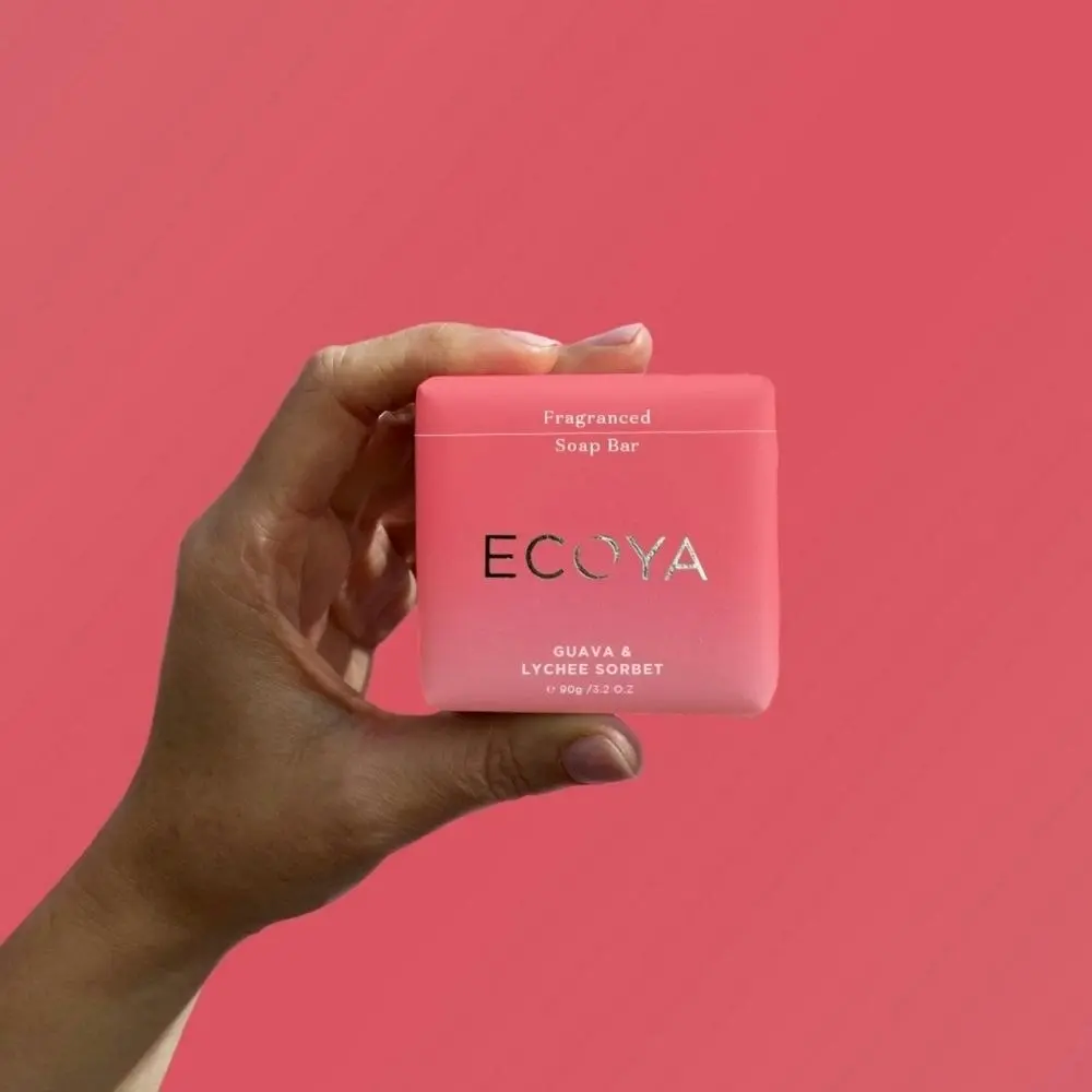 Ecoya Guava & Lychee Sorbet Handwash, Handcream and Soap Bar Set