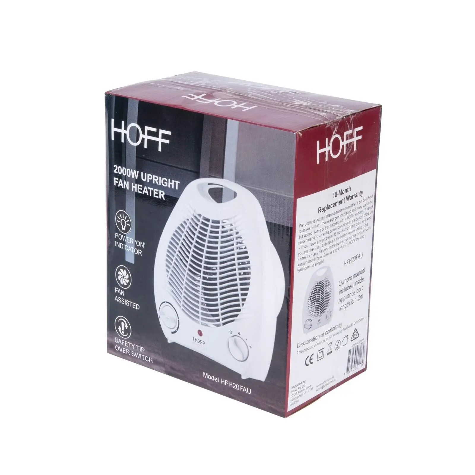 HOFF 2000W Upright Portable Fan Heater For Home & Office w/ Overheat Protection/ AU PLUG/ 18-Month Warranty