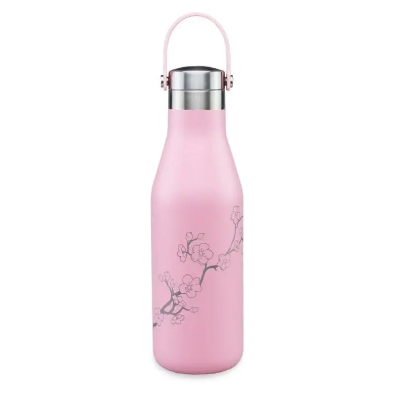 Ohelo 500ml Double Walled Insulated Drink Bottle With Etched Blossoms - Pink