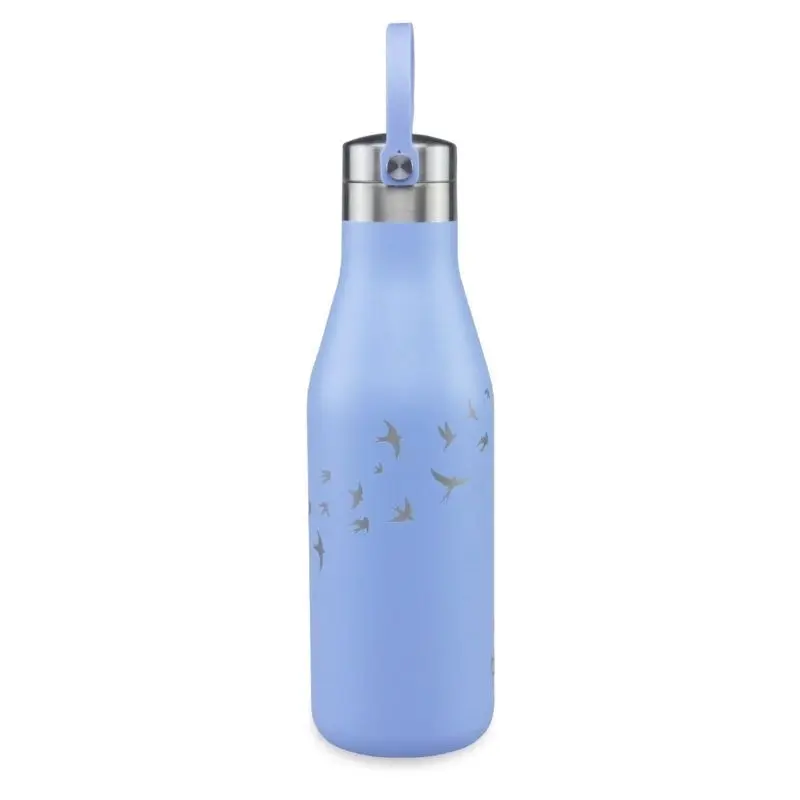 Ohelo Blue Bottle With Etched Swallow 500ml