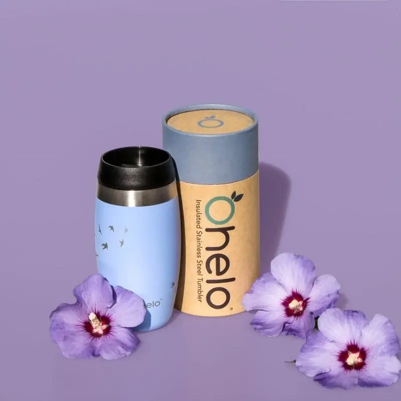 Ohelo Blue Tumbler With Etched Swallows 400ml