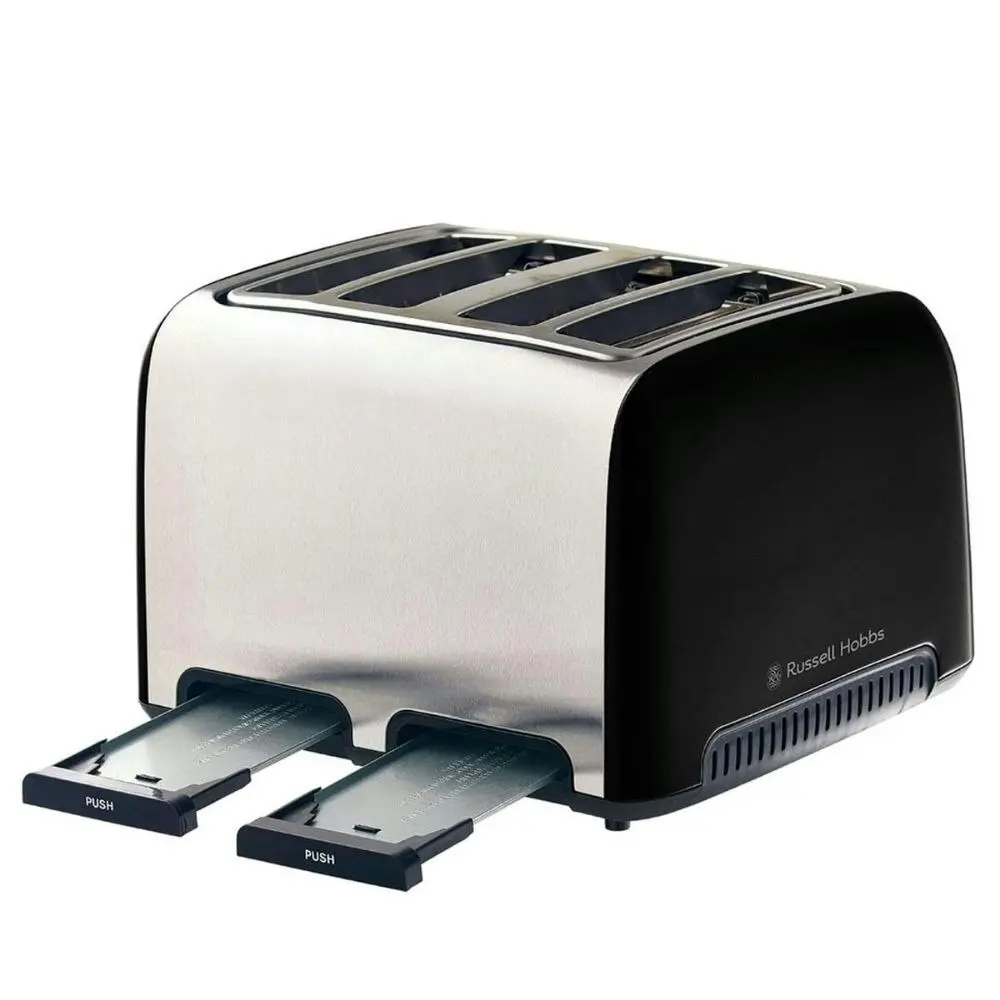 Russell Hobbs Brooklyn 1.7L Glass Kettle and 4-Slice Toaster Set - Black