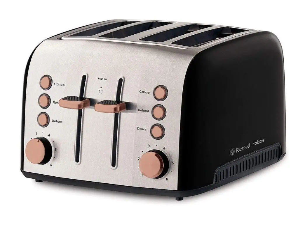 Russell Hobbs Brooklyn 4 Slice Toaster Kettle Set - Black/Copper