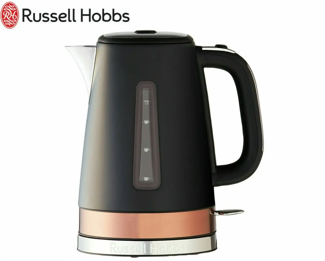 Russell Hobbs Brooklyn 4 Slice Toaster Kettle Set - Black/Copper