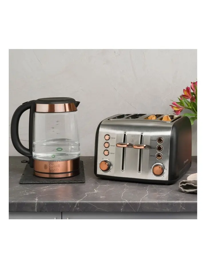 Russell Hobbs Brooklyn 4-Slice Toaster and 1.7L Glass Kettle Set