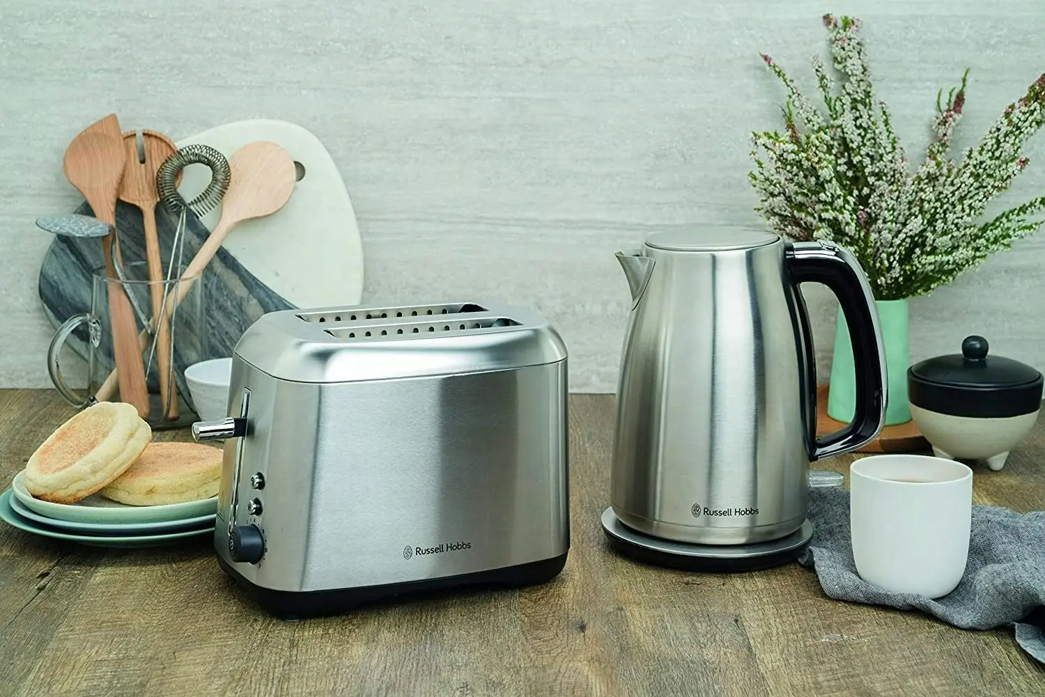 Russell Hobbs Carlton 1.7L Kettle and 2 Slice Toaster Set - Brushed Stainless Steel