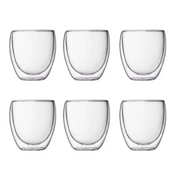 Bodum 4558-10-12 Small 250ml Pavina Double Wall 6pc Glass Set Clear