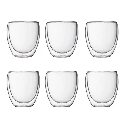 Bodum 4558-10-12 Small 250ml Pavina Double Wall 6pc Glass Set Clear