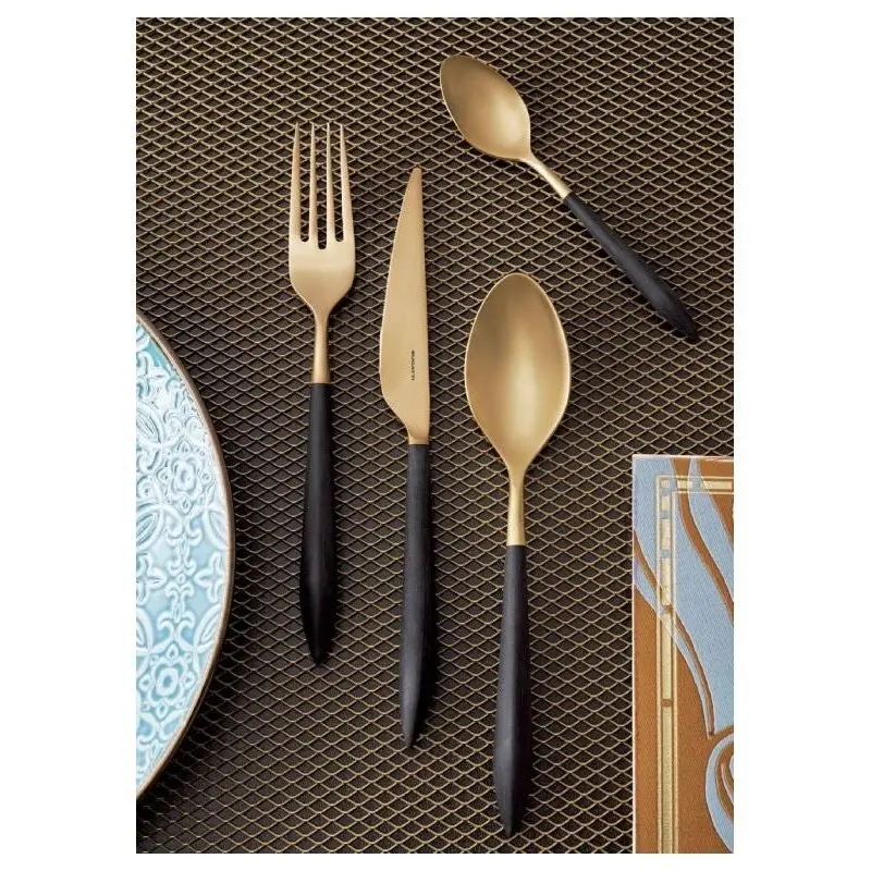 Bugatti Ares 24K Gold Plated 24-Piece Cutlery Set - Black/Gold