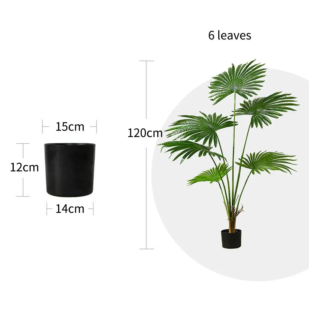 Soga 120cm Artificial Natural Green Fan Palm Tree Fake Tropical Indoor Plant Home Office Decor