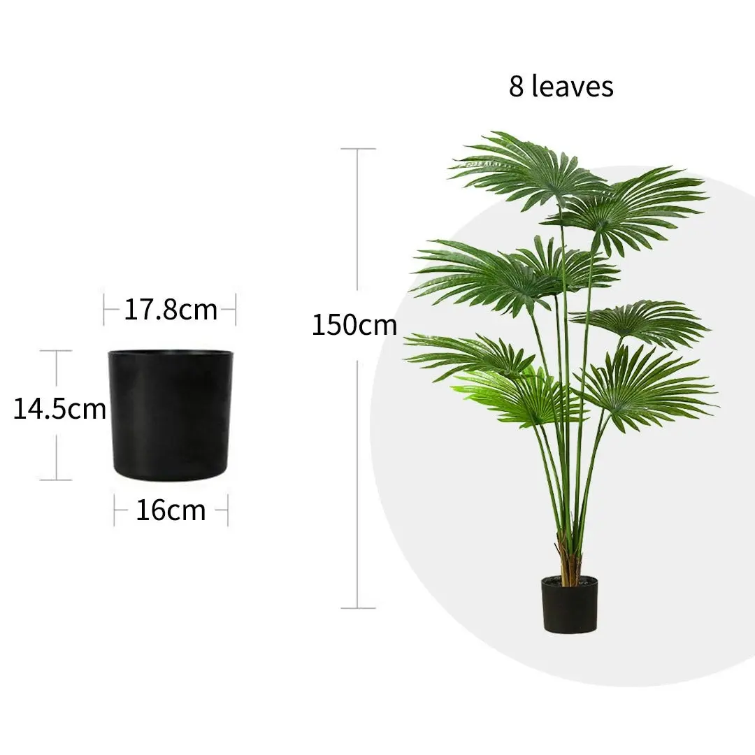 Soga 150cm Artificial Natural Green Fan Palm Tree Fake Tropical Indoor Plant Home Office Decor