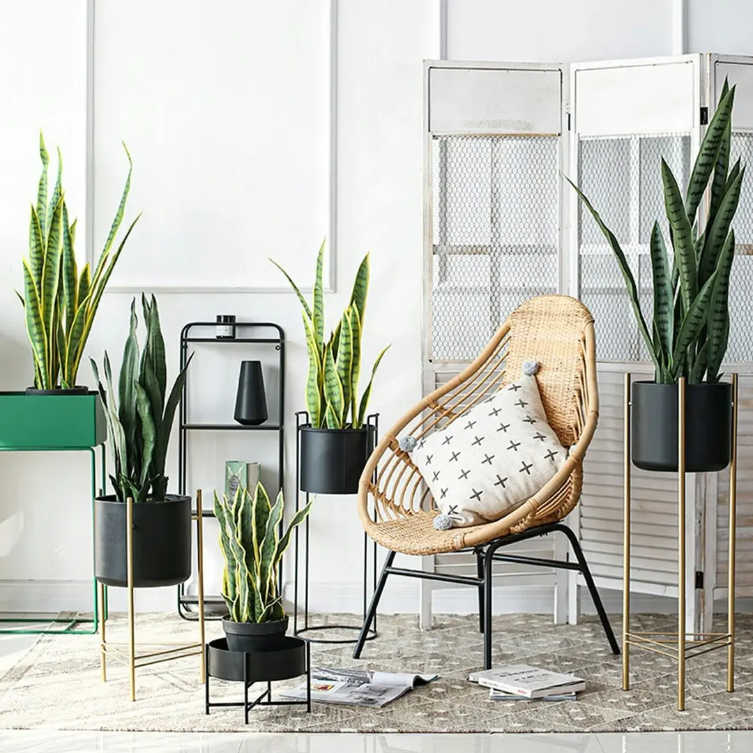 Soga 95cm Sansevieria Snake Artificial Plants with Black Plastic Planter Greenery, Home Office Decor