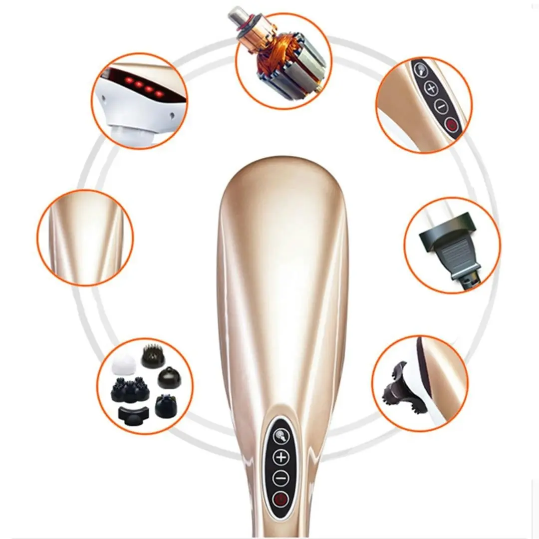 Soga 6 Heads Portable Handheld Massager Soothing Stimulate Blood Flow Shoulder Gold