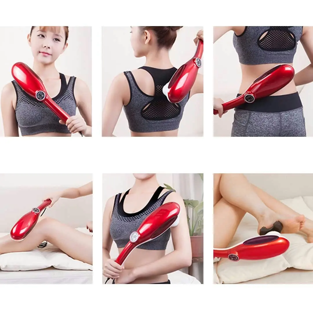 Soga 6 Heads Portable Handheld Massager Soothing Stimulate Blood Flow Shoulder Red