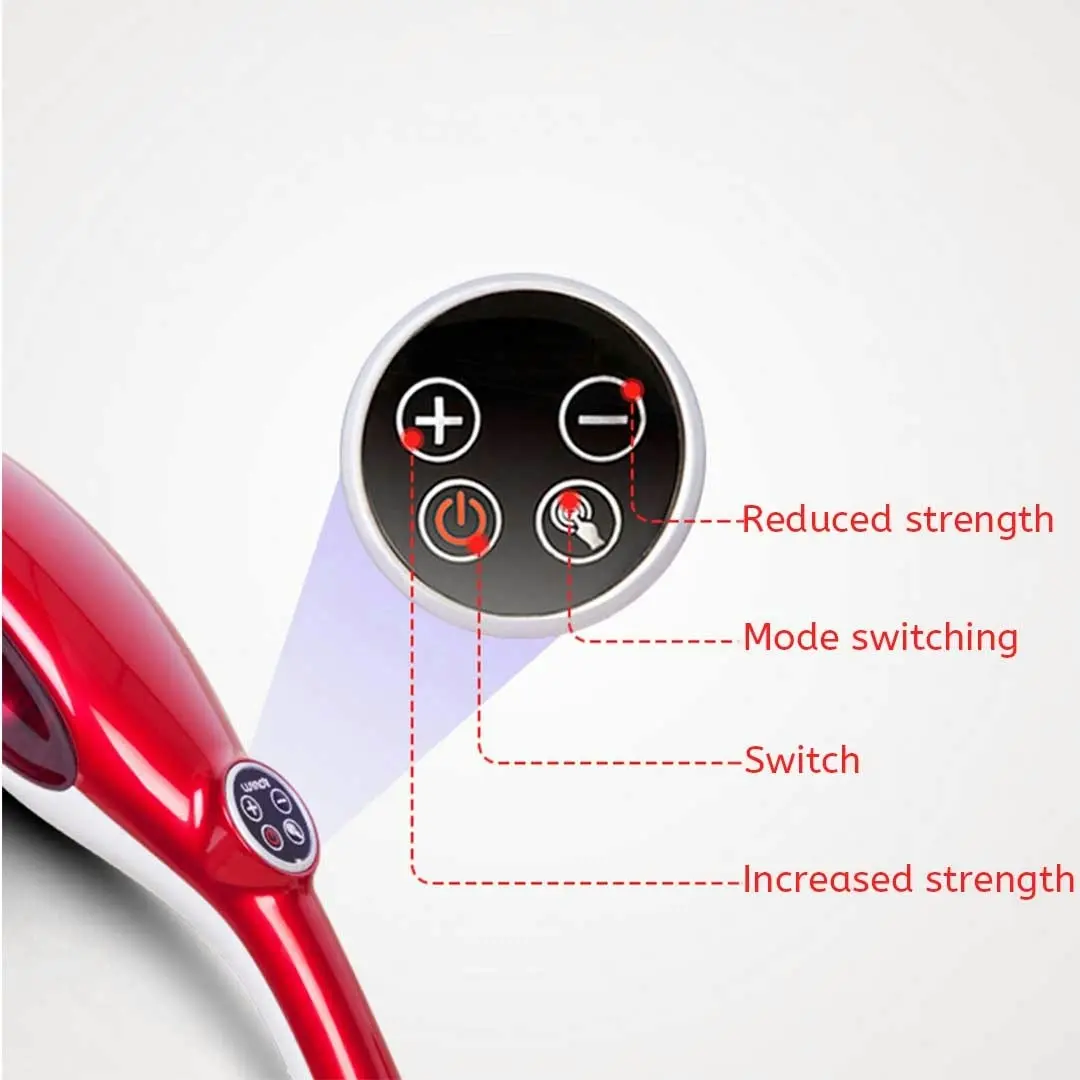 Soga 6 Heads Portable Handheld Massager Soothing Stimulate Blood Flow Shoulder Red