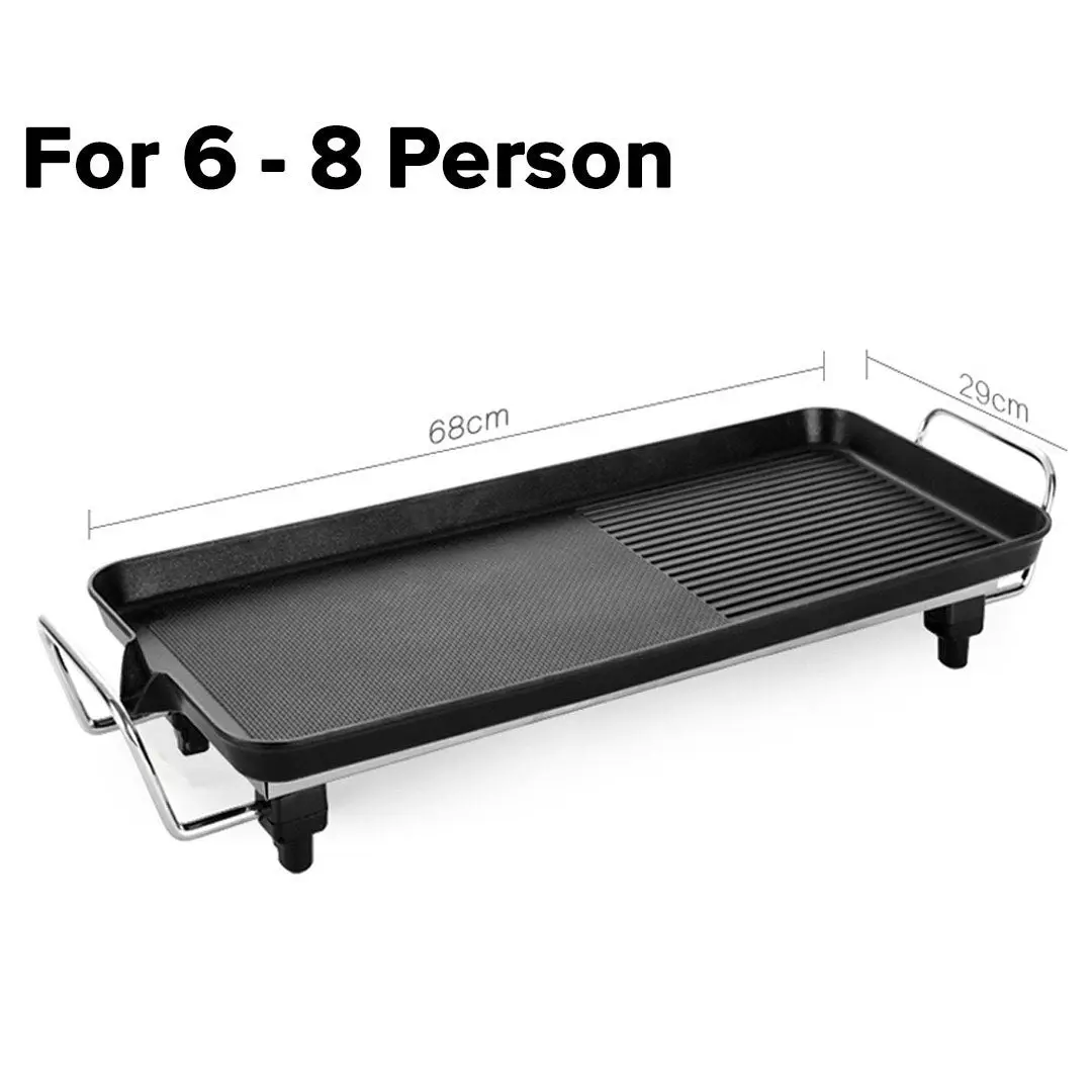 Soga 68cm Electric BBQ Grill Teppanyaki Tough Non-stick Surface Hot Plate Kitchen 6-8 Person