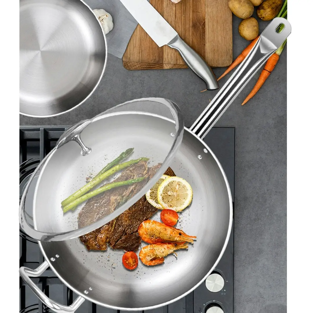 Soga 26cm Stainless Steel Saucepan Sauce pan with Glass Lid and Helper Handle Triple Ply Base Cookware