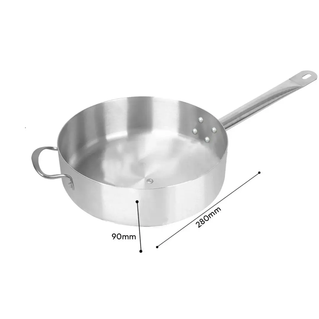 Soga 28cm Stainless Steel Saucepan Sauce pan with Glass Lid and Helper Handle Triple Ply Base Cookware