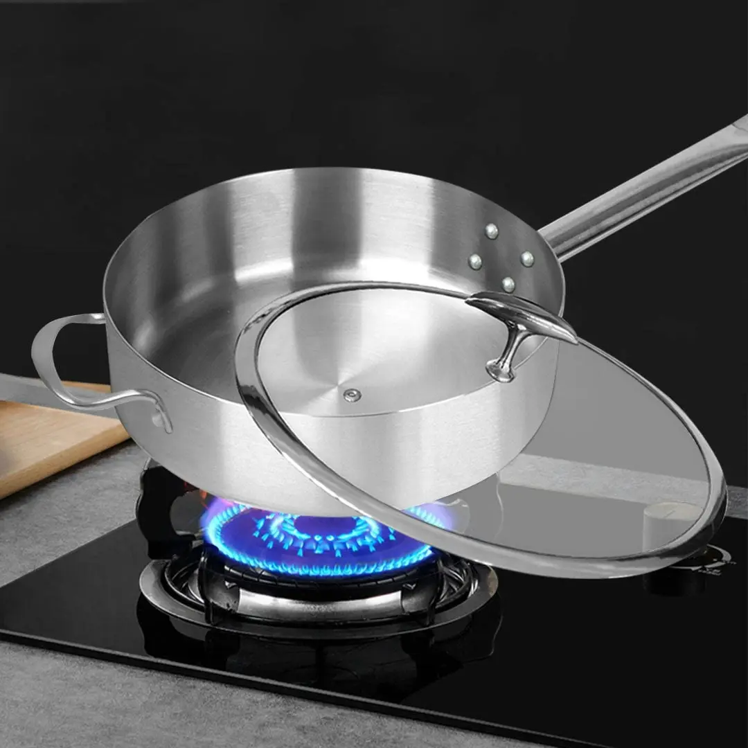 Soga 30cm Stainless Steel Saucepan Sauce pan with Glass Lid and Helper Handle Triple Ply Base Cookware