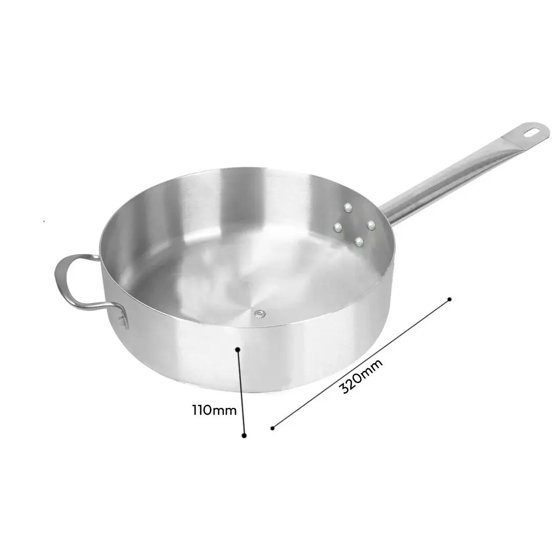 Soga 32cm Stainless Steel Saucepan Sauce pan with Glass Lid and Helper Handle Triple Ply Base Cookware