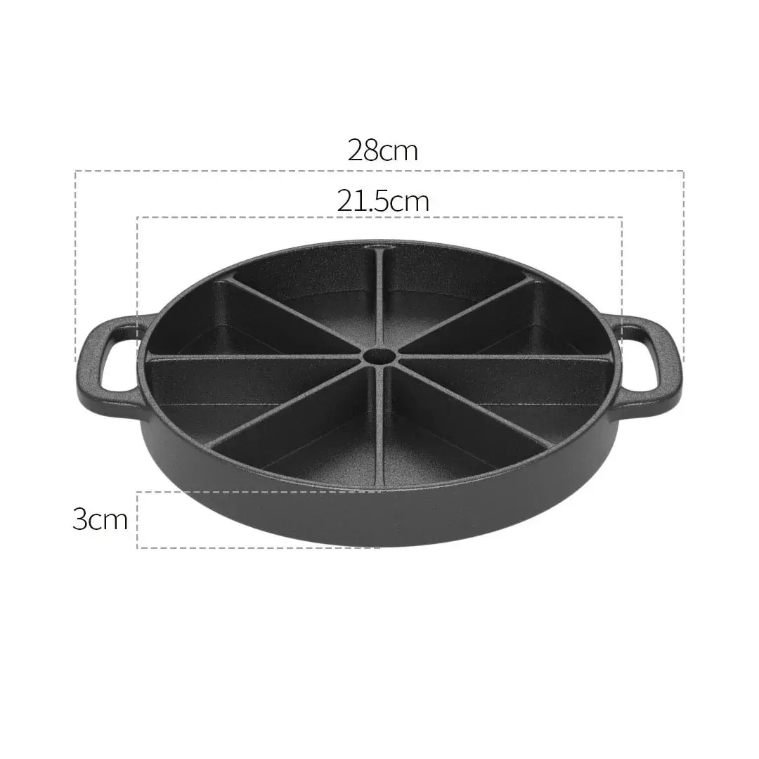 Soga 21.5CM Round Cast Iron Baking Wedge Pan Cornbread Cake 8-Slice Baking Dish with Handle