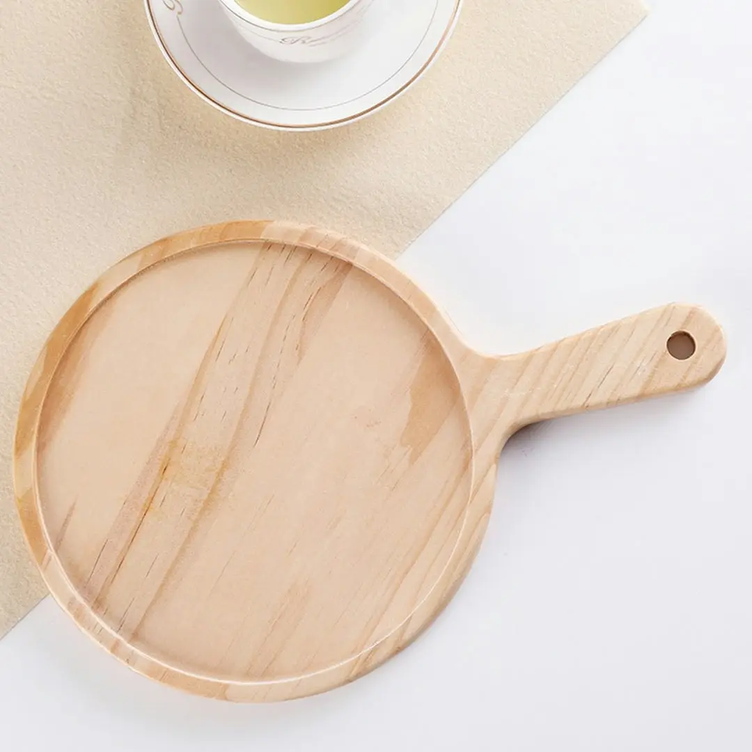 Soga 10 inch Round Premium Wooden Pine Food Serving Tray Charcuterie Board Paddle Home Decor