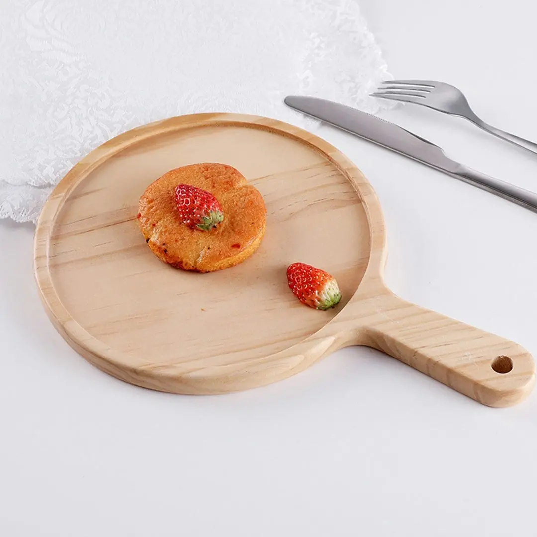 Soga 10 inch Round Premium Wooden Pine Food Serving Tray Charcuterie Board Paddle Home Decor