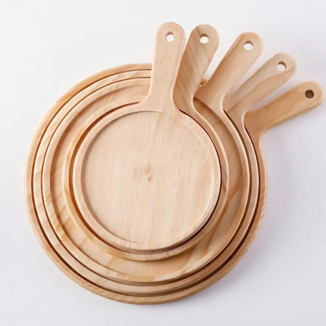 Soga 10 inch Round Premium Wooden Pine Food Serving Tray Charcuterie Board Paddle Home Decor