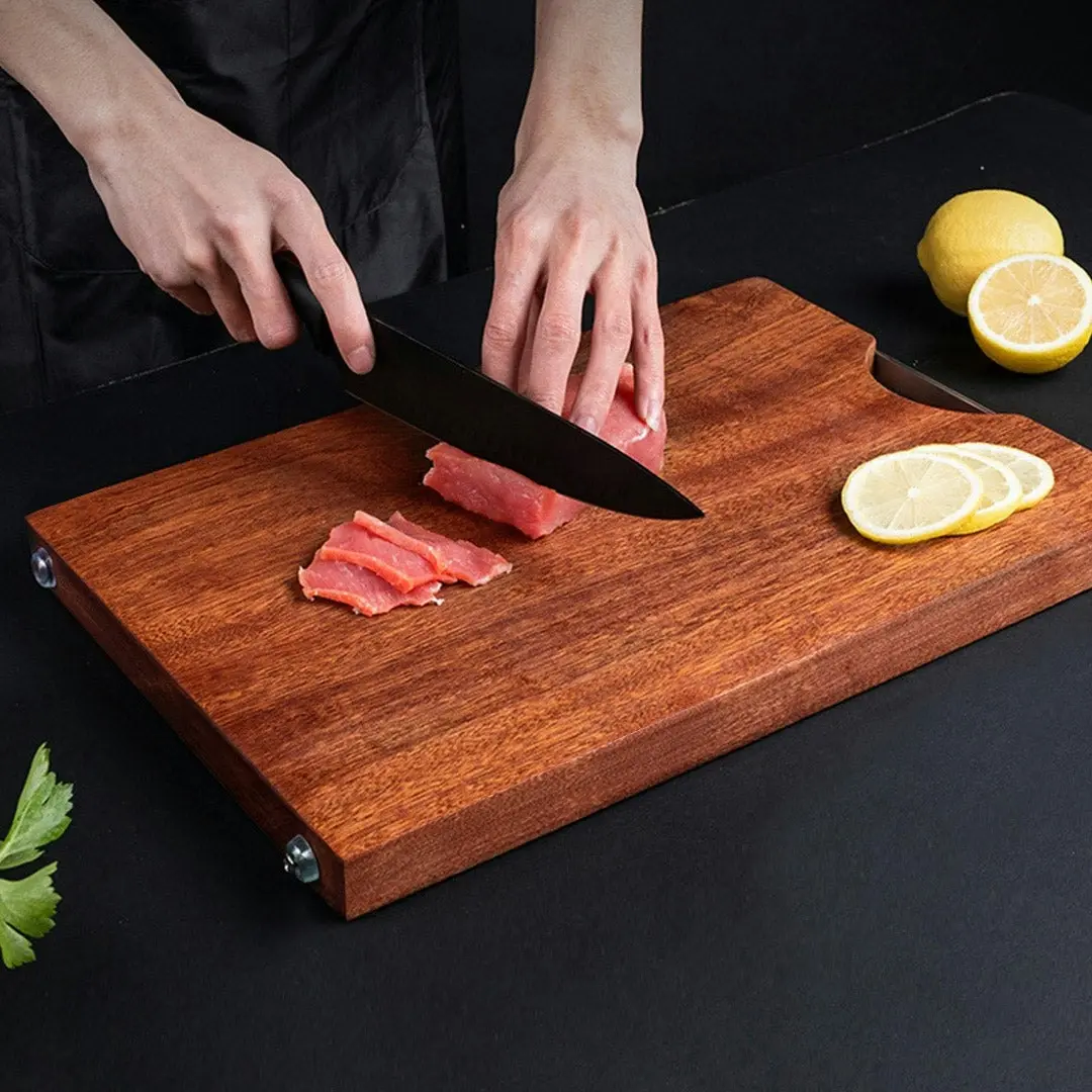 Soga 26cm Rectangular Wooden Ebony Butcher Block Non-slip Chopping Food Serving Tray Charcuterie Board