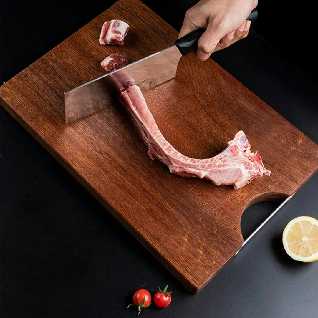 Soga 26cm Rectangular Wooden Ebony Butcher Block Non-slip Chopping Food Serving Tray Charcuterie Board