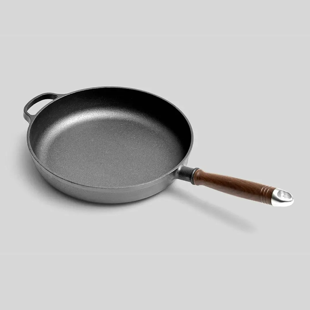 Soga 29cm Round Cast Iron Frying Pan Skillet Steak Sizzle Platter with Helper Handle