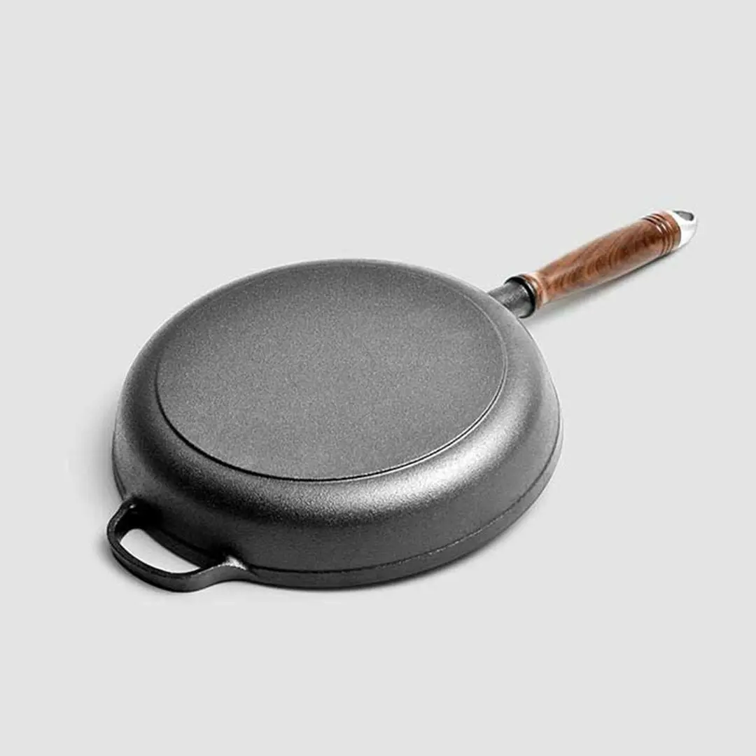 Soga 29cm Round Cast Iron Frying Pan Skillet Steak Sizzle Platter with Helper Handle