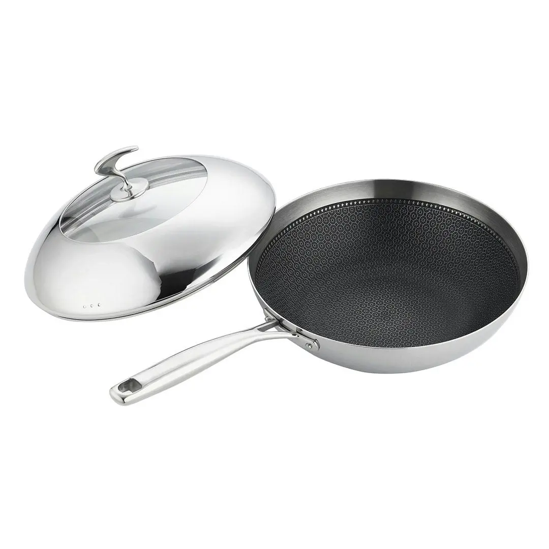 Soga 18/10 Stainless Steel Fry Pan 30cm Frying Pan Top Grade Cooking Non Stick Interior Skillet with Lid