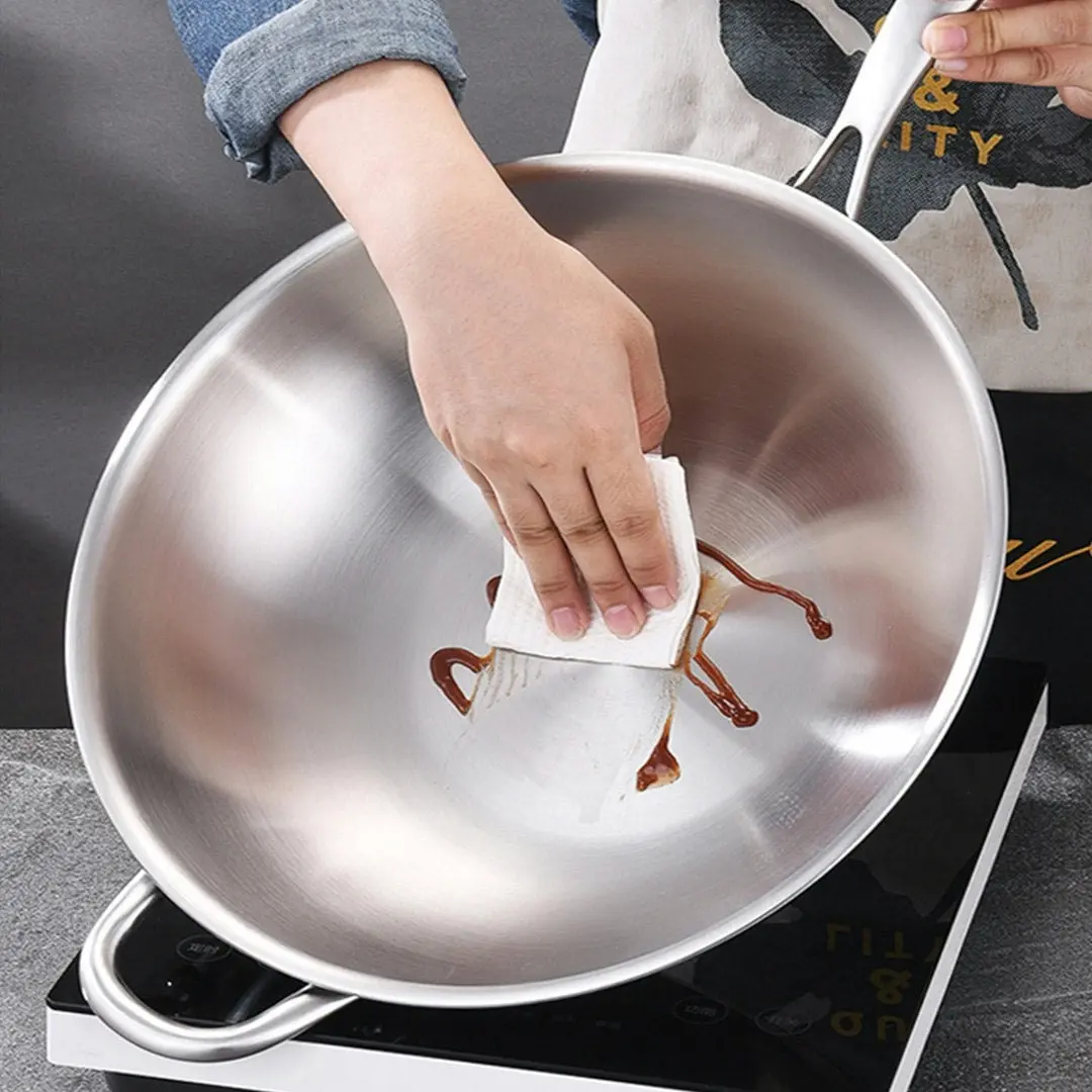 Soga 18/10 Stainless Steel Fry Pan 34cm Frying Pan Top Grade Skillet with Helper Handle and Lid