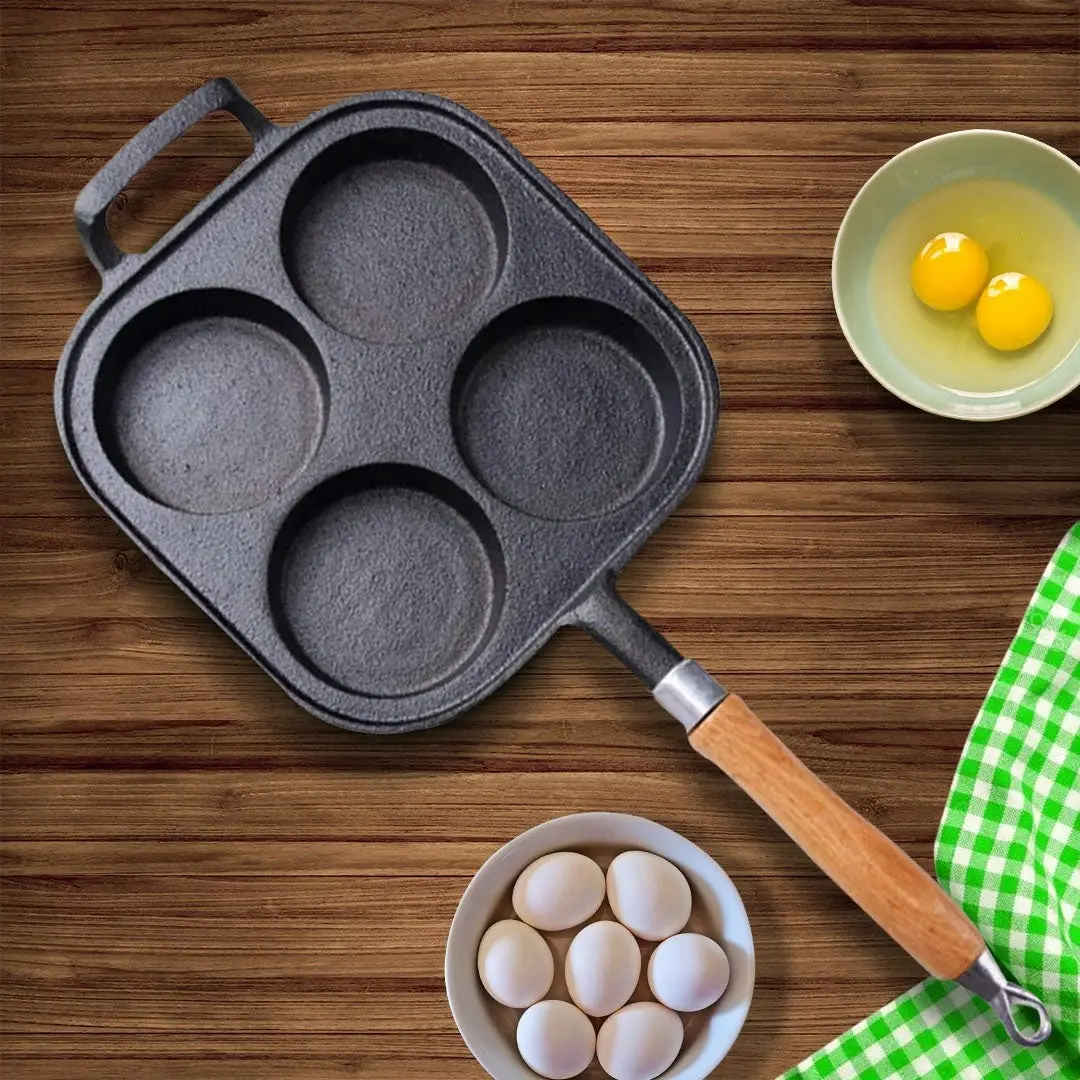 Soga 4 Mold Cast Iron Breakfast Fried Egg Pancake Omelette Fry Pan