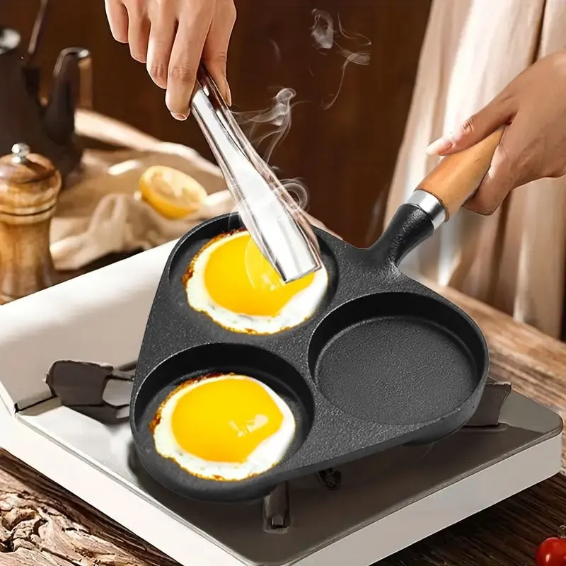 Soga 3 Mold Cast Iron Breakfast Fried Egg Pancake Omelette Fry Pan