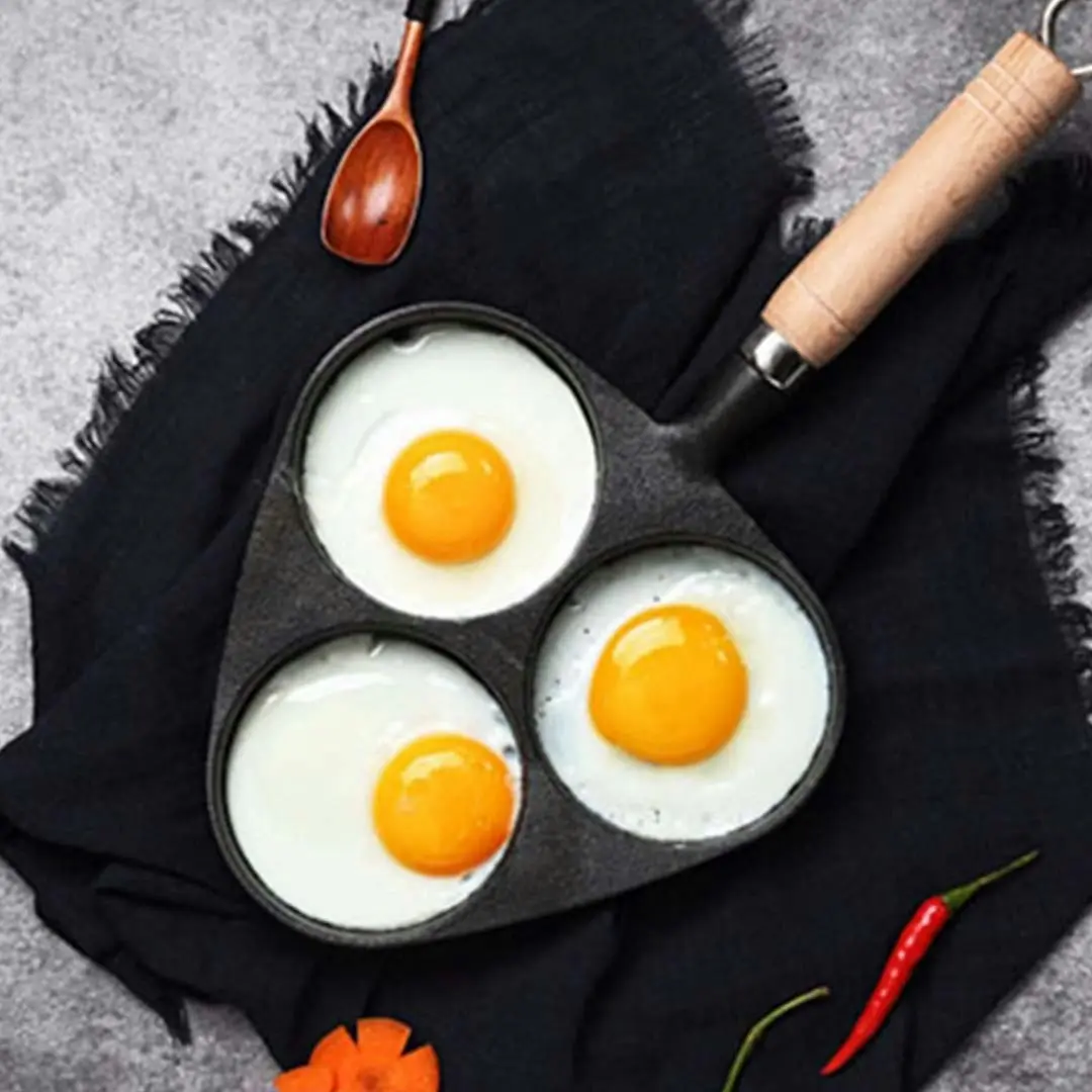 Soga 3 Mold Cast Iron Breakfast Fried Egg Pancake Omelette Fry Pan