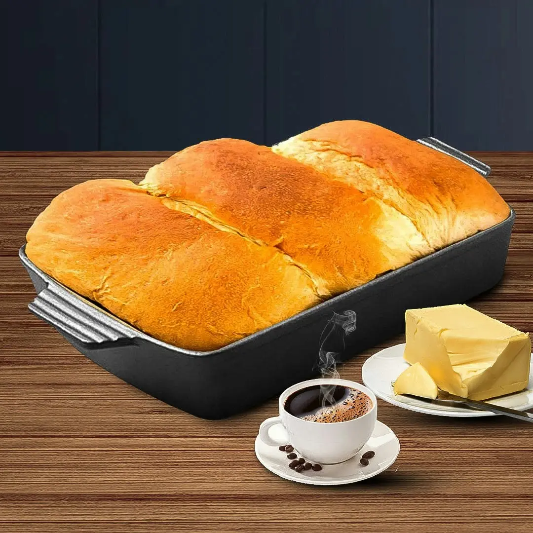 Soga 33cm Cast Iron Rectangle Bread Cake Baking Dish Lasagna Roasting Pan