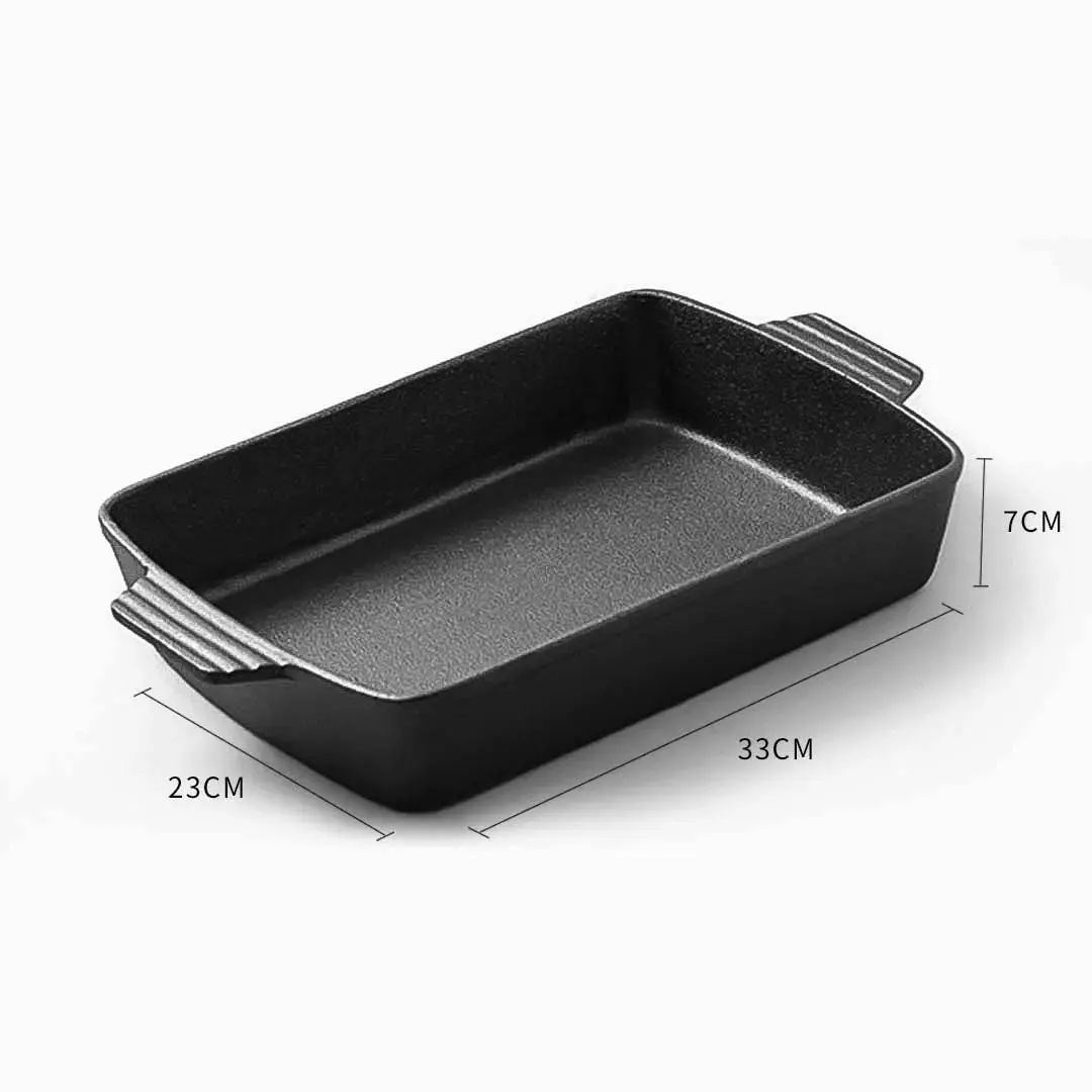 Soga 33cm Cast Iron Rectangle Bread Cake Baking Dish Lasagna Roasting Pan