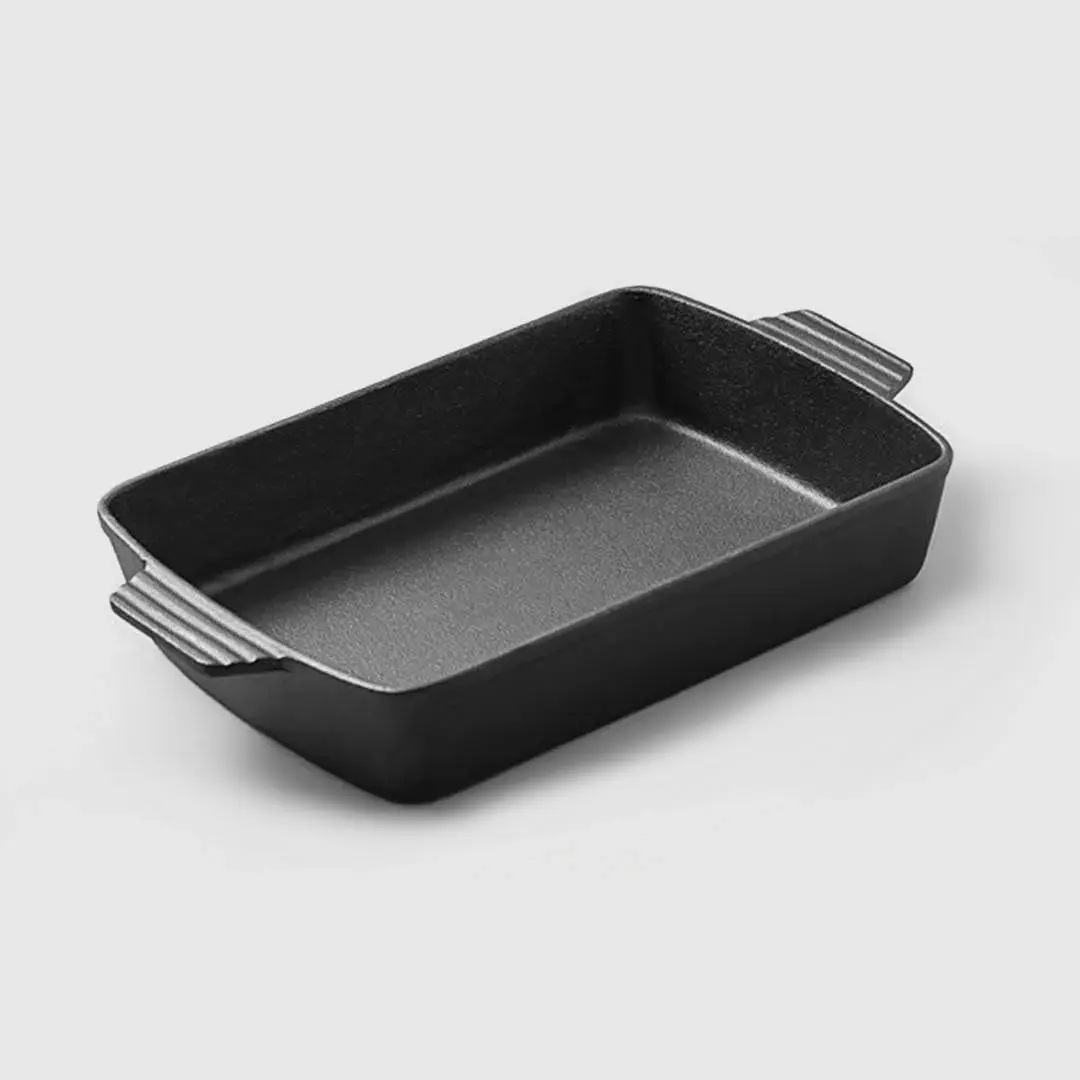 Soga 33cm Cast Iron Rectangle Bread Cake Baking Dish Lasagna Roasting Pan