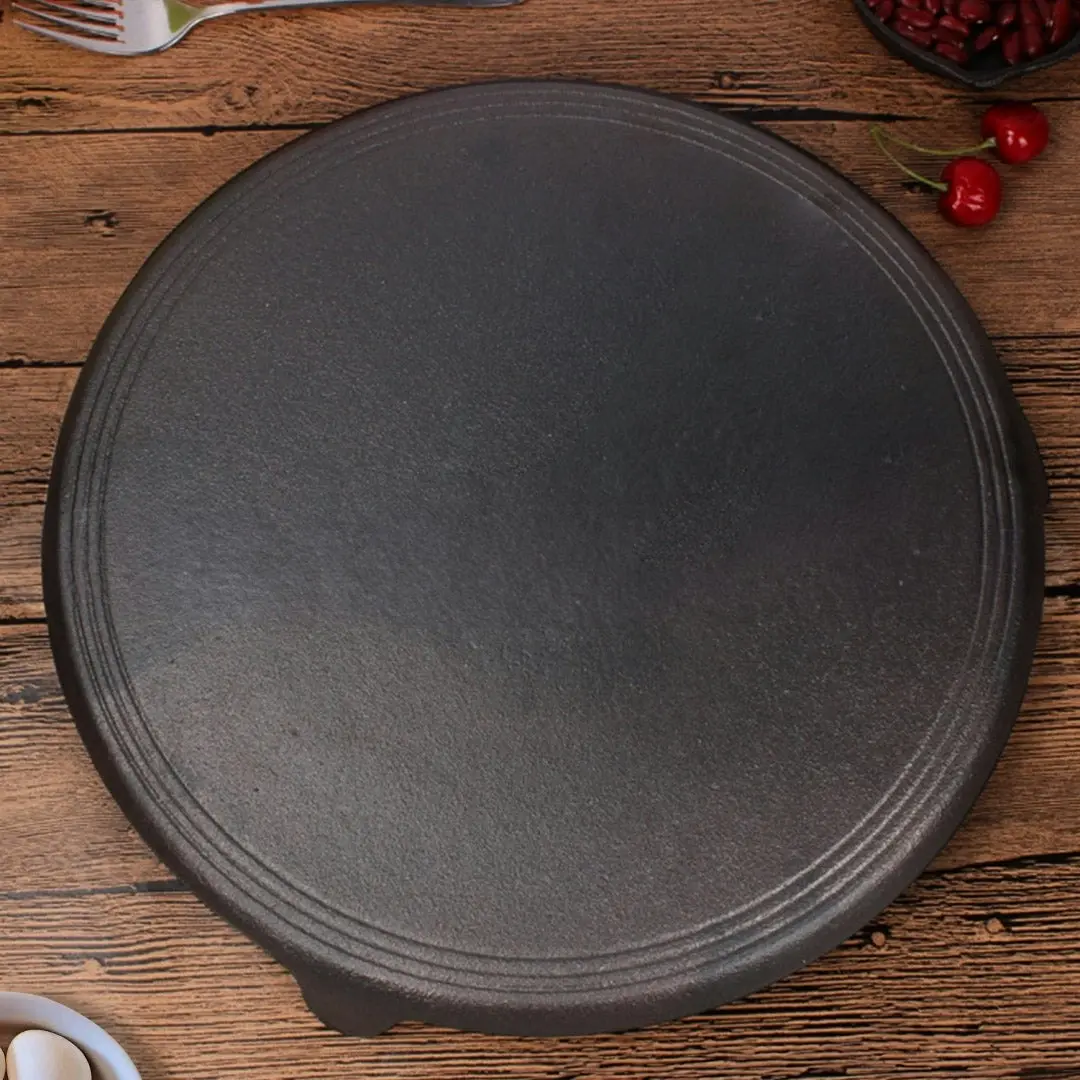 Soga 33CM Reversible Round Cast Iron Crepes Pan Baking Cookie Pancake Pizza Bakeware