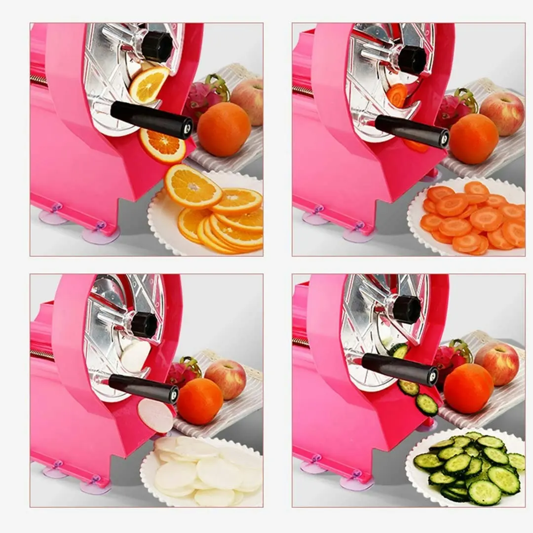 Soga Commercial Manual Vegetable Fruit Slicer Kitchen Cutter Machine Pink